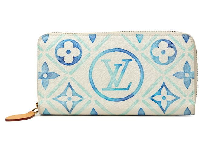 Louis Vuitton Monogram Tile Zippy Wallet White Blue