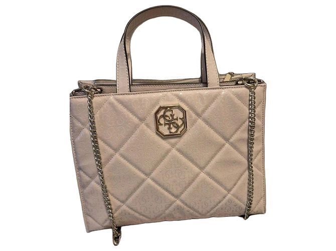 Guess Handtasche Rosa Lackleder Monogramm Pink