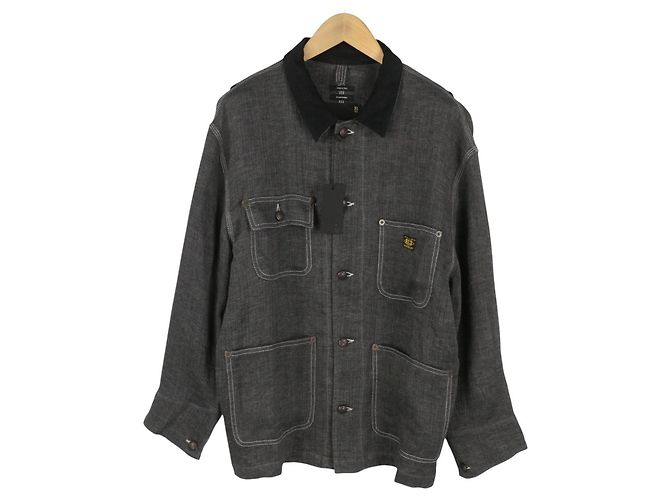 R13 Relaxed Chore Jacke aus anthrazitgrauem Leinen