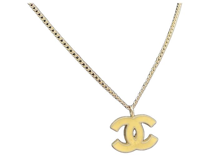 Colar CHANEL Coco Mark em prata e marfim Cru