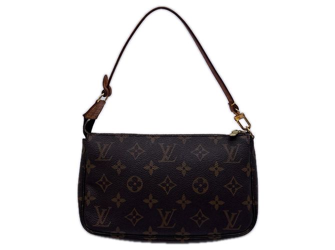 Louis Vuitton Monogram Pochette Handtasche Braun Beige