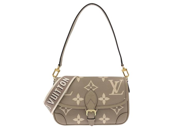 Borsa a tracolla Louis Vuitton Bicolor Monogram Empreinte Diane Grigio Crudo