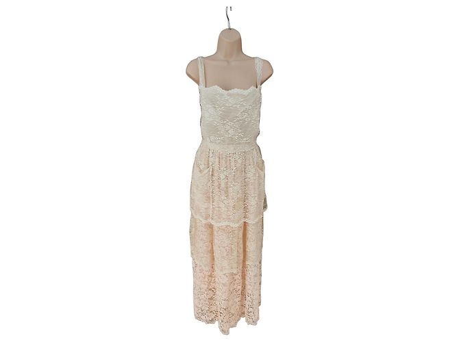 Vestido de encaje a capas Dolce & Gabbana Rosa Crudo