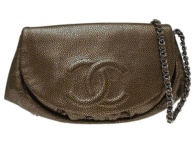 Chanel Timeless Half Moon Flap Caviar Medium D'oro