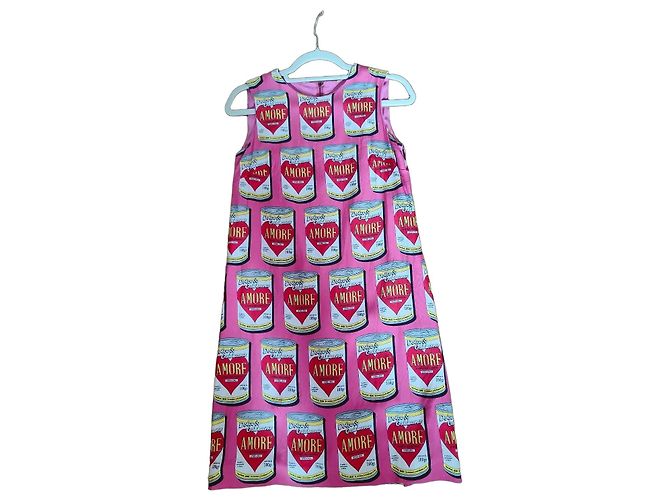 Vestido de seda Dolce & Gabbana con estampado Amore Rosa Blanco Roja Dorado