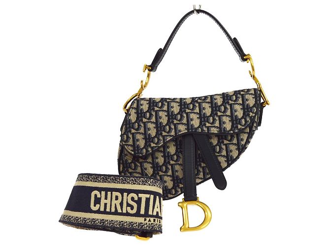 Christian Dior Saddle Oblique Jacquard Mini Blu navy
