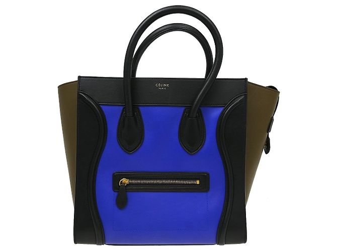 Céline Celine Tricolor Luggage Leather Mini Bleu