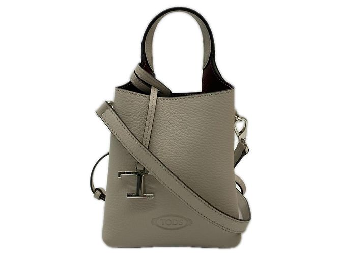 Tod's Florida Double Micro Schultertasche Beige Bordeaux