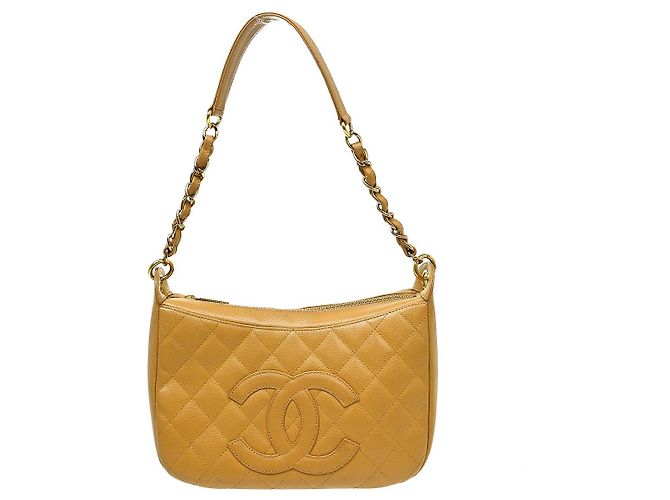 Chanel Timeless CC Chain Quilted Caviar Small Bege
