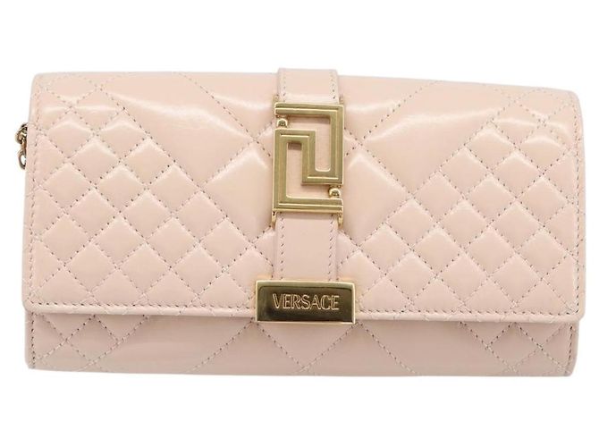 Versace Greca Goddess Convertible Clutch Leather Mini Pink