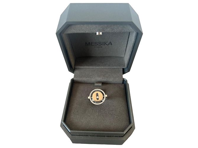 Messika Lucky Move Diamond Ring in White Gold Pink Golden