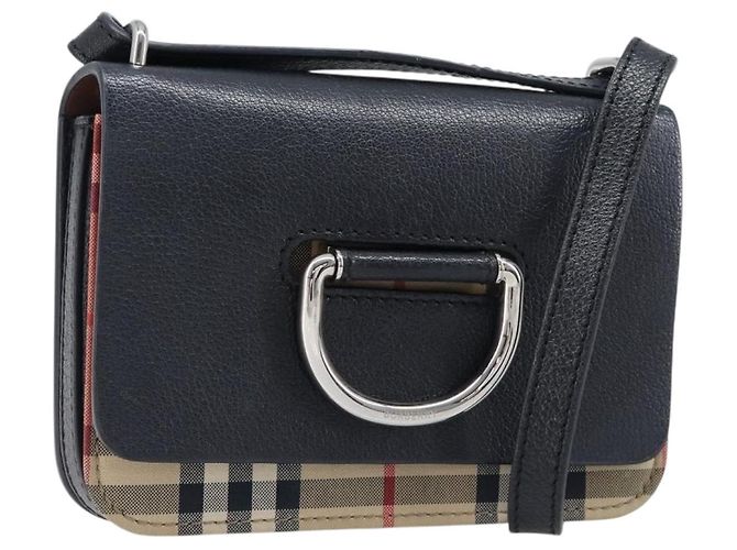 Borsa a tracolla BURBERRY Nova Check Canvas Beige Silver Auth 199844A Argento