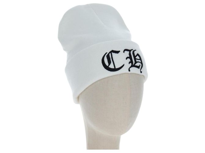 Chrome Hearts Beanie Hat Acrylic White Auth mr2898SM Weiß