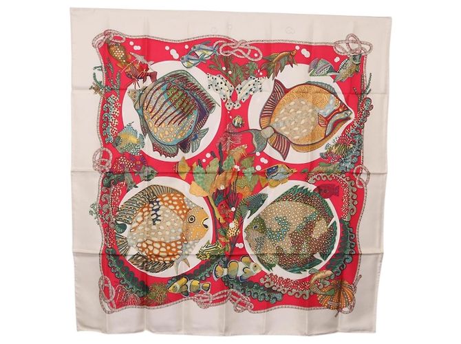 Hermès HERMES Carre 90 Scarf Silk Red Auth 199721M Rosso