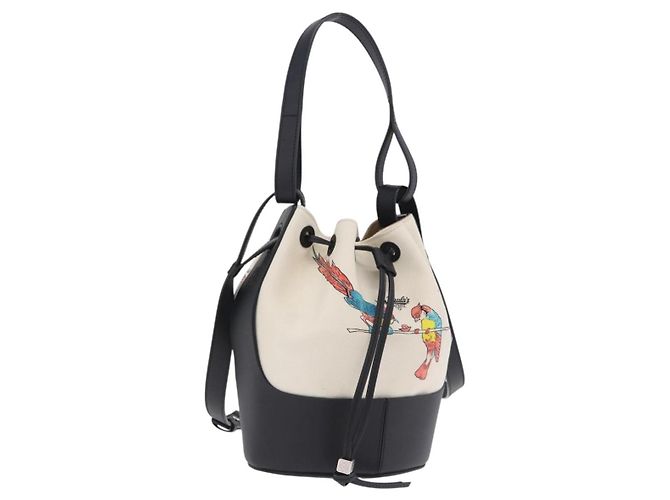 Bolsa LOEWE Colaboração Paula's Ibiza Canvas 2way Ivory Silver Auth 202301M Prata Cru