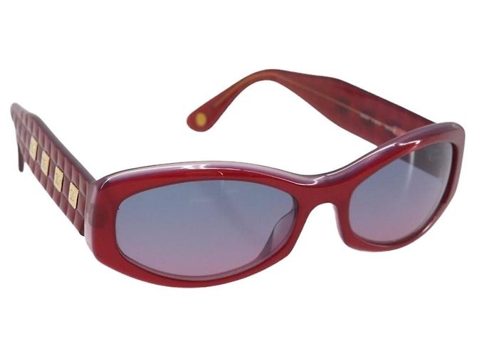Gafas de sol CHANEL Plástico Rojo Tono Dorado CC Auth ka6179 Roja