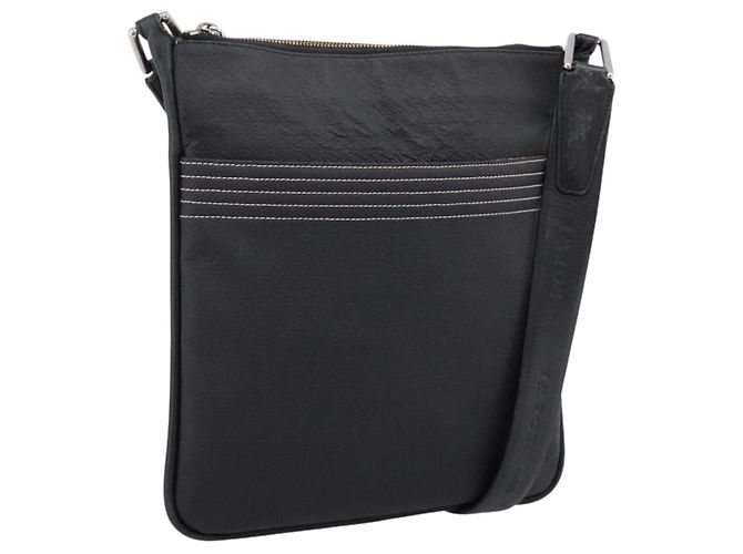 Sac à épaule LOEWE PVC Canvas Black Silver Auth 203418 Noir Argenté