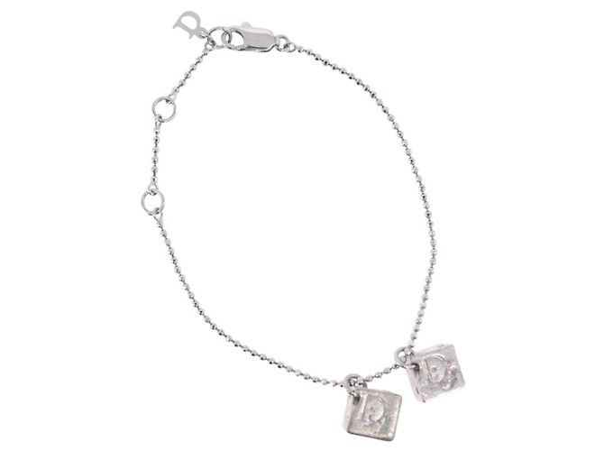 Pulseira Christian Dior Metal Silver Auth ti4011 Prata