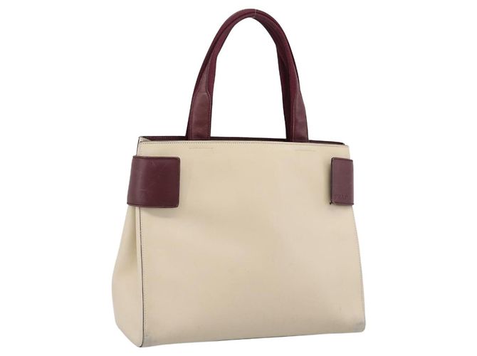 Sac à main PRADA en cuir Blanc Rouge Auth ti4026