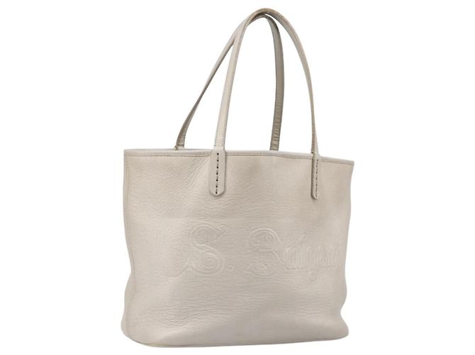Bulgari Saco Tote BVLGARI em couro prateado Auth 202279 Prata