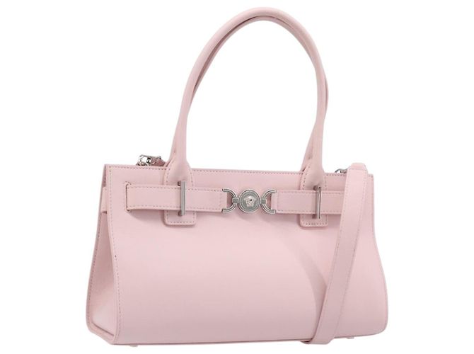 Borsa a mano VERSACE in pelle 2way Rosa Argento Auth 200701V