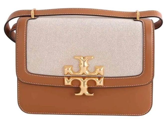 Bolsa de ombro Tory Burch Eleanor em couro camel Camelo