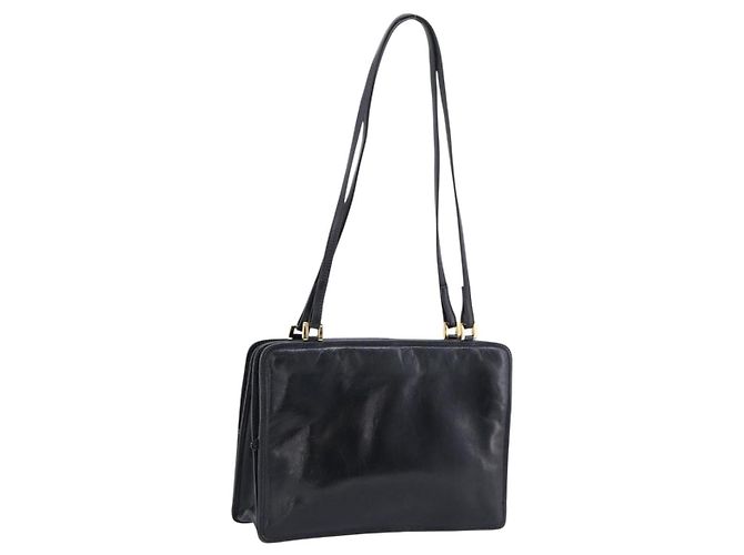 Borsa a tracolla BOTTEGA VENETA in pelle nera e oro Auth 202655A Nero D'oro