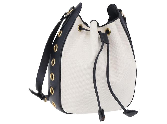 Autre Marque Bolsa de Ombro SAINT LAURENT PVC Canvas Navy White Auth 197773 Branco Azul marinho