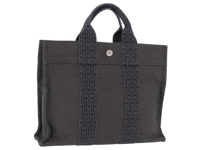 Hermès Bolsa HERMES Her LinePM Canvas Cinza Prata Auth 203181A Marrom