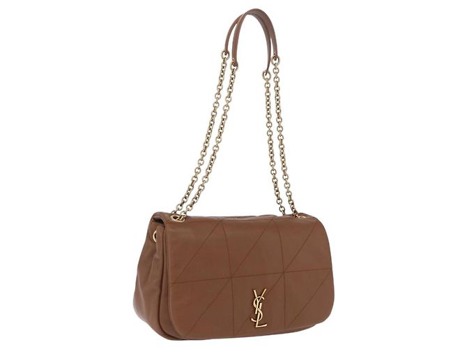 Autre Marque Borsa a tracolla SAINT LAURENT Jamie in pelle marrone e oro Auth 200430M D'oro