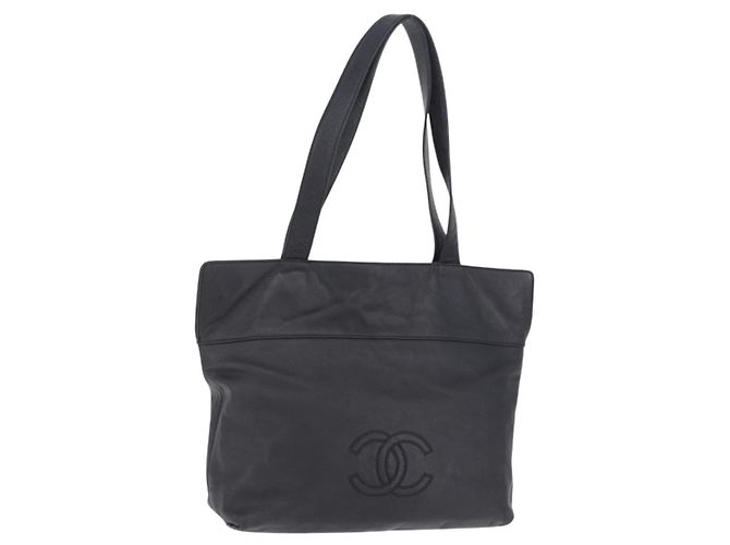 CHANEL Tote Bag aus Lammleder Schwarz CC Auth 201339A