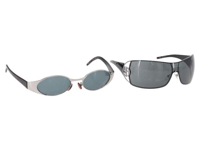 Occhiali da sole GUCCI Giorgio Armani Plastica Set da 2 Nero Marrone Auth bs36929