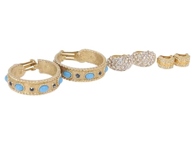 Orecchini Christian Dior metallo set da 3 tono oro Auth SW2808