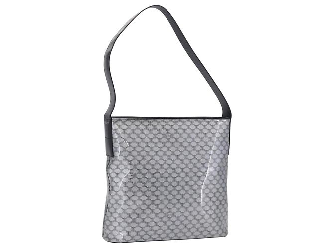 Céline Borsa a tracolla CELINE Macadam PVC Pelle Argento Nero Auth 201404A