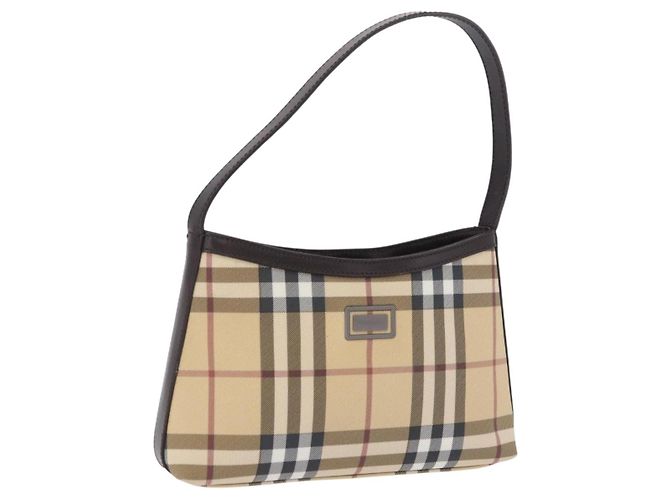 BURBERRY Nova Check Shoulder Bag PVC Beige Auth 203002