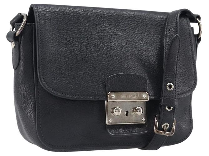 Borsa a tracolla Miu Miu in pelle nera argento Auth 200710A Nero