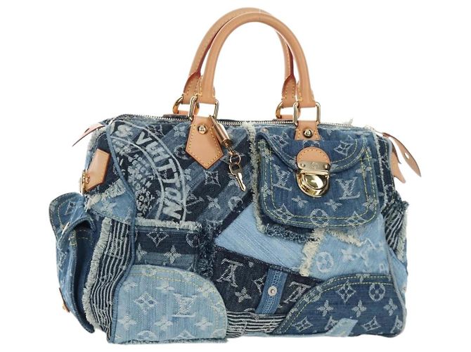 Borsa LOUIS VUITTON Monogram Denim Patchwork Speedy 30 Blu M95380 Auth 202605SM