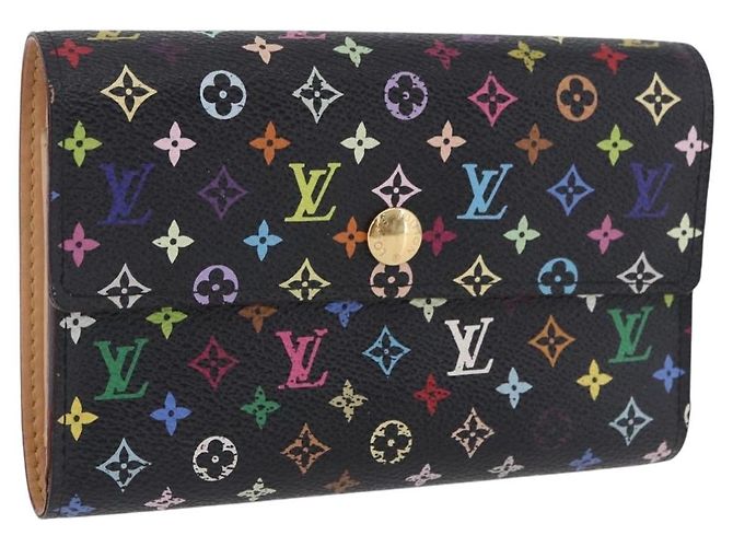 LOUIS VUITTON Monogram Multicolor Geldbörse Schwarz LV Auth mr2867