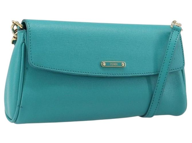 Borsa a tracolla FENDI in pelle verde e oro Auth 202879A D'oro
