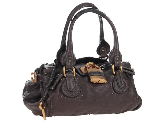 Chloé Borsa a mano Chloe Paddington in pelle marrone oro argento Auth 200539V D'oro