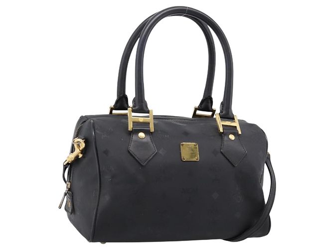 Sac à main MCM Logogram Vicetos PVC 2way Black Gold Auth mr2890 Noir Doré