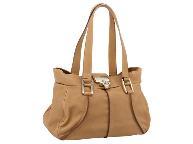 Céline Borsa a tracolla CELINE in pelle beige e oro Auth 203198A D'oro