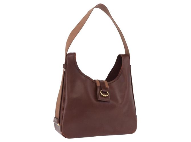 Hermès Bolsa de Ombro HERMES Sako Courchevel Couro Beige Gold Auth 203791A