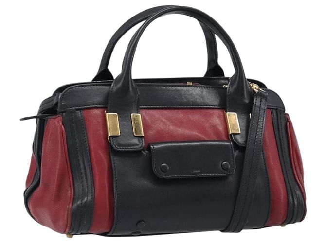 Chloé Bolsa Chloe Alice em couro 2way vermelha tom dourado Auth ka6070 Vermelho