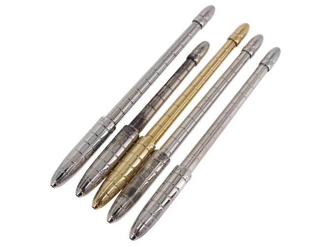 LOUIS VUITTON Set di 3 penne a sfera e 2 matite meccaniche Oro Argento LV Auth 199547