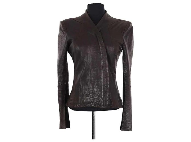 Giacca in pelle marrone Helmut Lang
