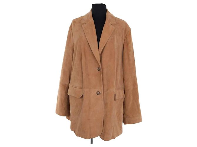 Abrigo de cuero Marina Rinaldi Camel Camello