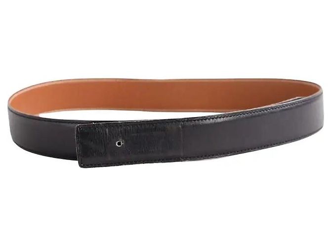 Hermès Black Leather Belt Size S