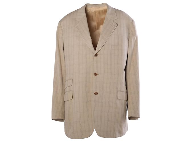Hermès Vintage Beige Checked Cotton Blazer