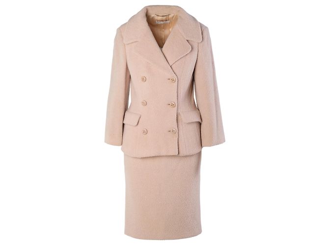 Conjunto de saia e casaco Dolce & Gabbana em lã de alpaca rosa blush
